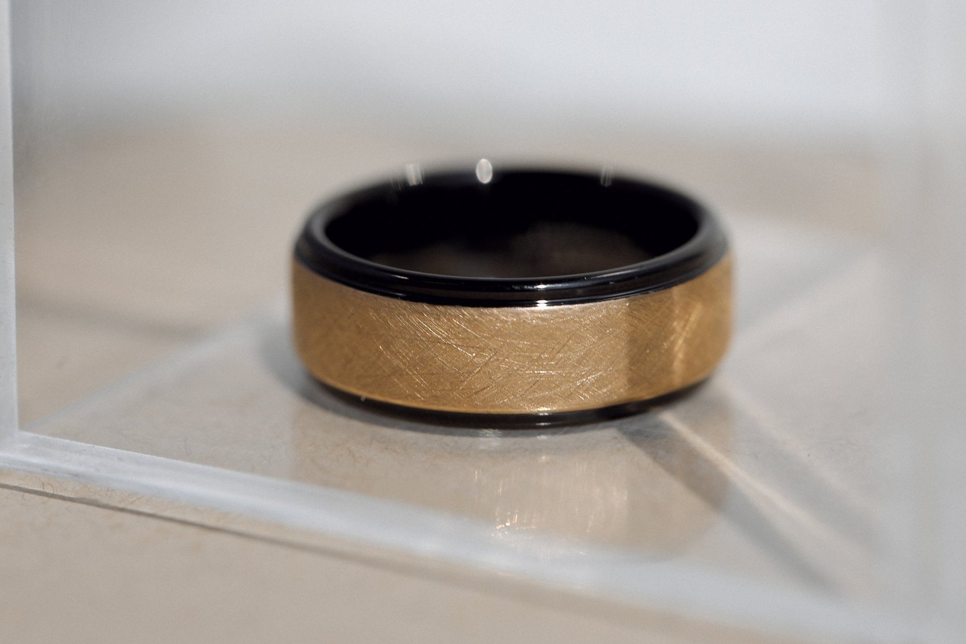 Kobelli 8mm Two Tone Black Ice Finish Mens Ring