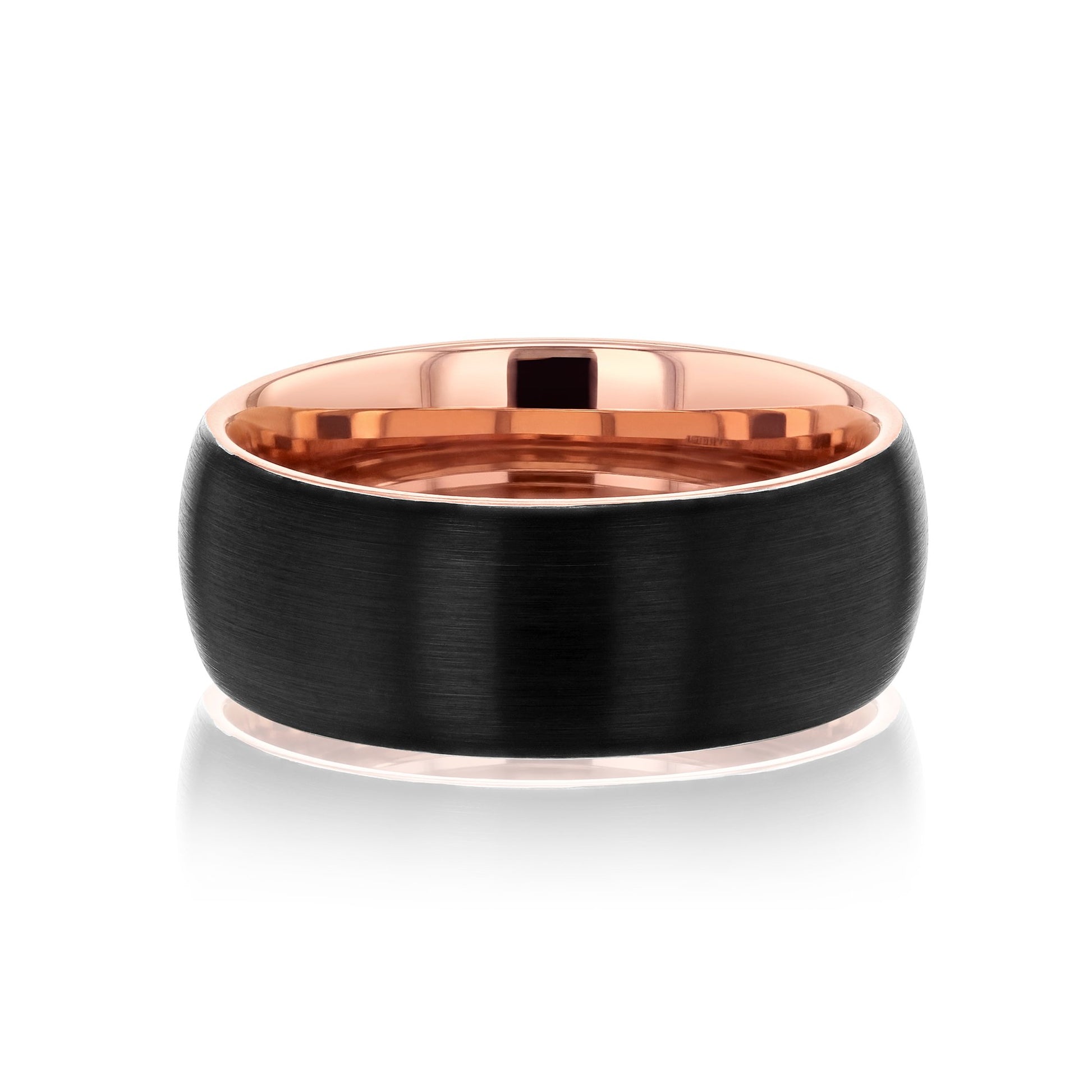 Kobelli 8mm Two Tone Matte Black and Rose Mens Ring