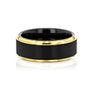 Kobelli 8mm Two Tone Matte Black and Yellow Edge Mens Ring
