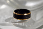 Kobelli 8mm Two Tone Matte Black and Yellow Edge Mens Ring