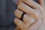 Kobelli 8mm Two Tone Matte Black and Yellow Edge Mens Ring