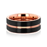 Kobelli 8mm Two Tone Gold and Matte Black Mens Ring