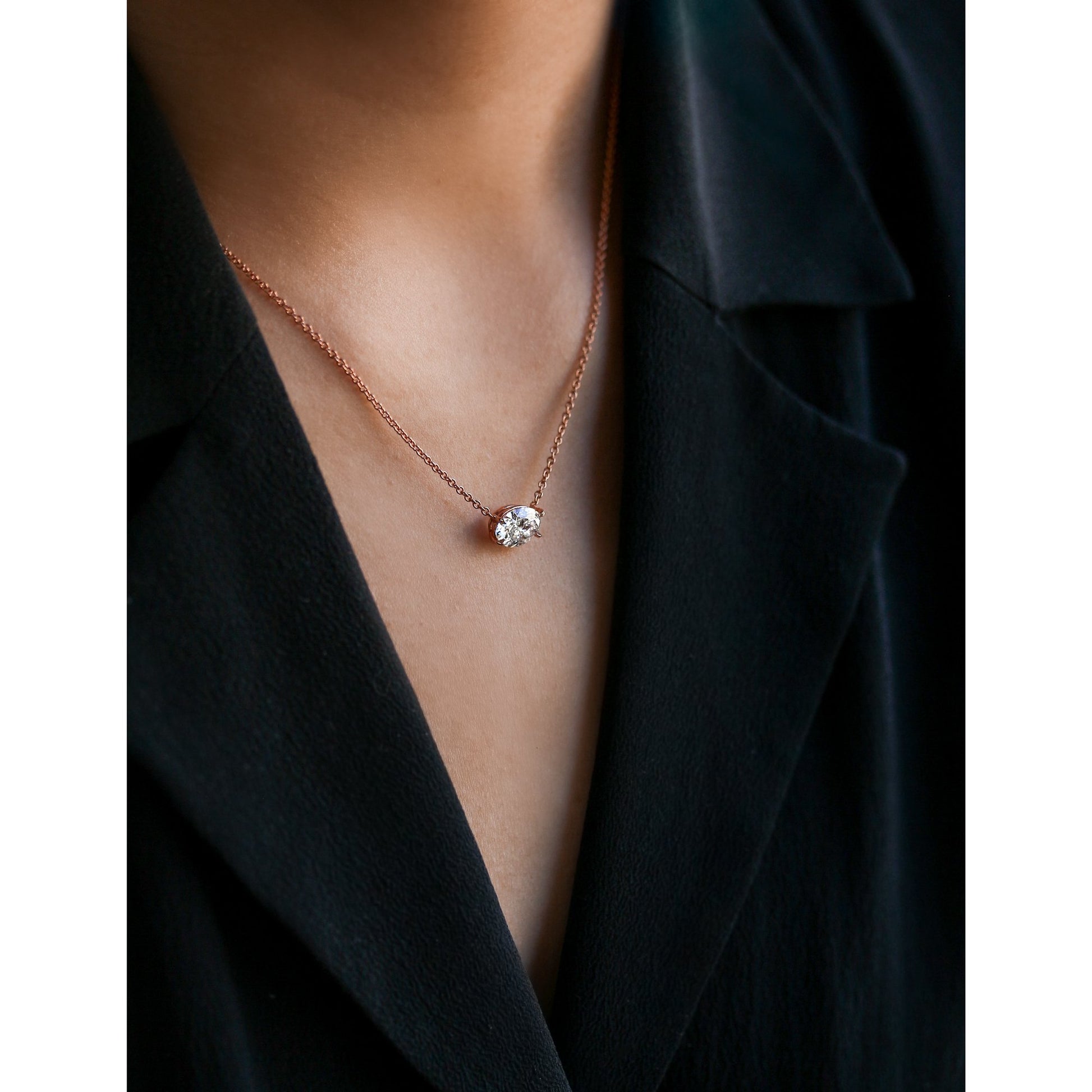 Kobelli East-West Oval Solitaire Necklace