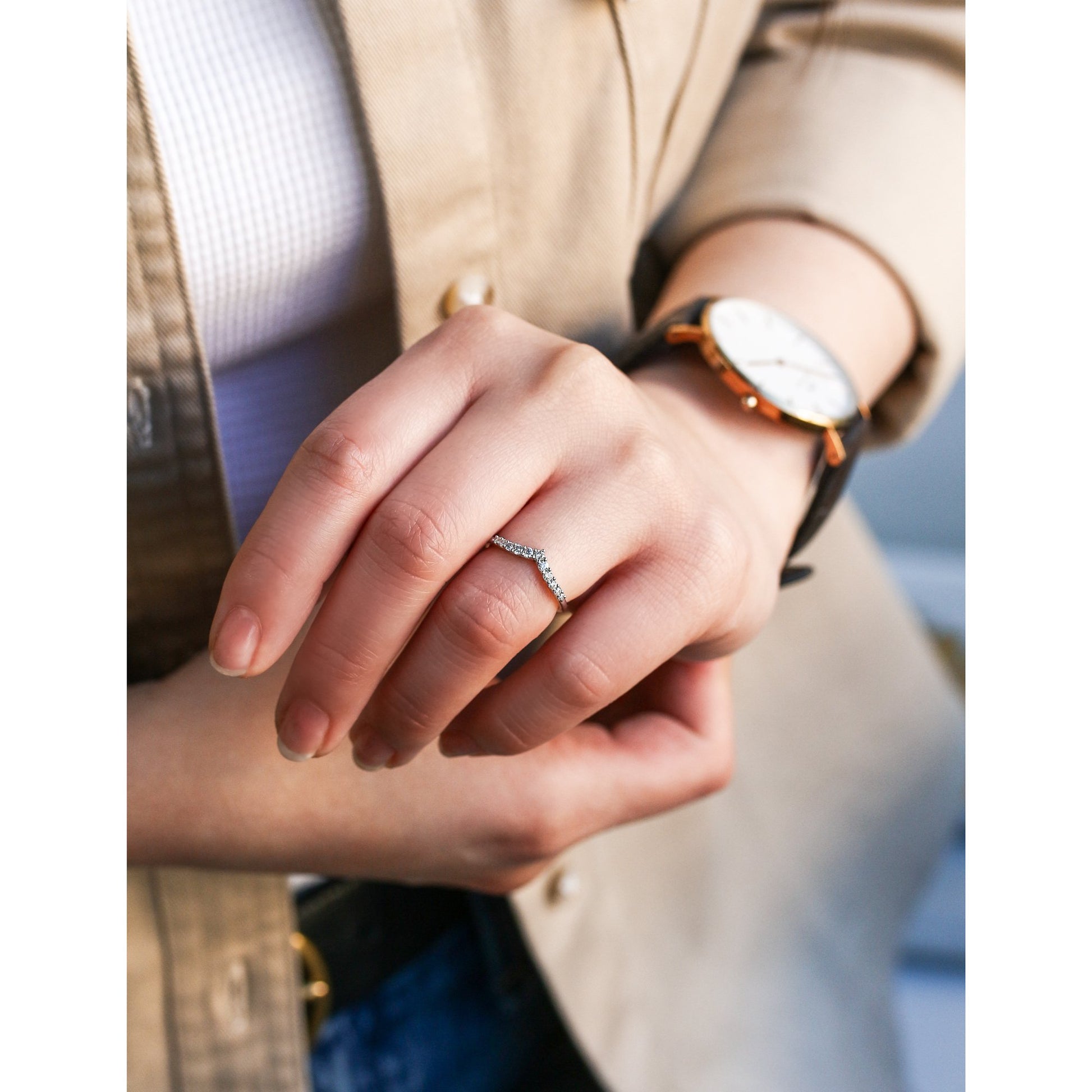 Kobelli Chevron Lab-grown Diamond Ring