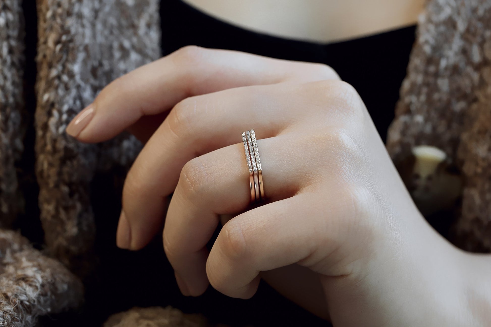 Kobelli Line Diamond Fashion Band Three-Piece Set