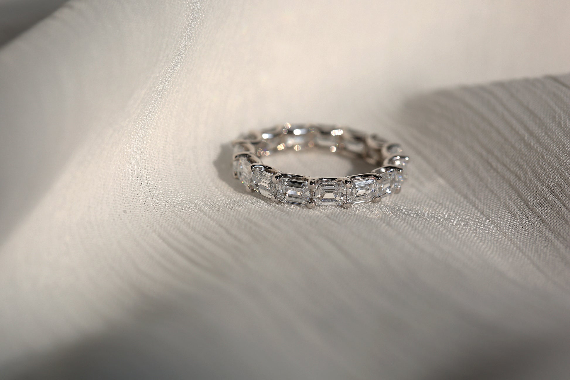 3.75 to 4.75 Carats Lab Grown Diamond Eternity East-West Ring