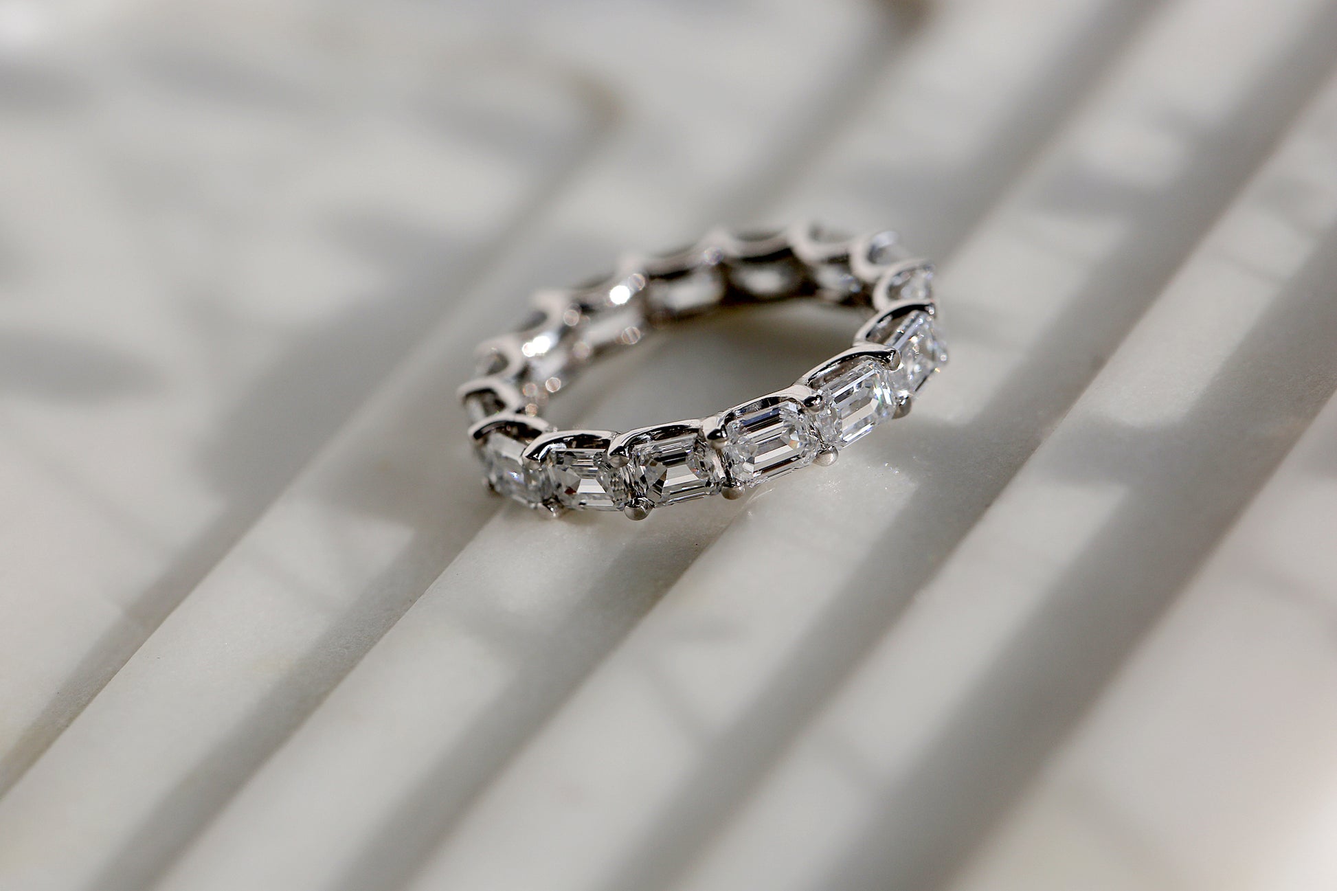 3.75 to 4.75 Carats Lab Grown Diamond Eternity East-West Ring