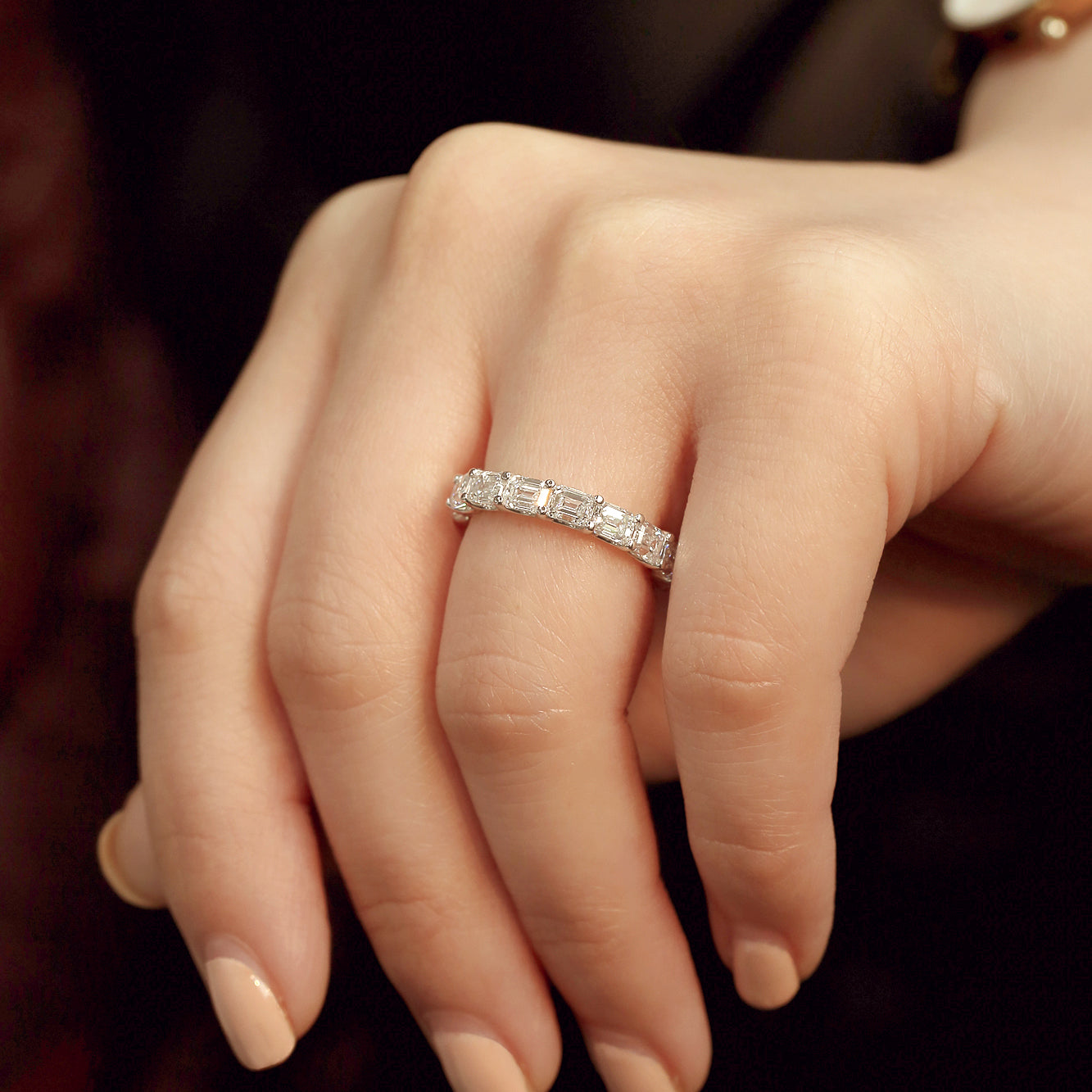 3.75 to 4.75 Carats Lab Grown Diamond Eternity East-West Ring