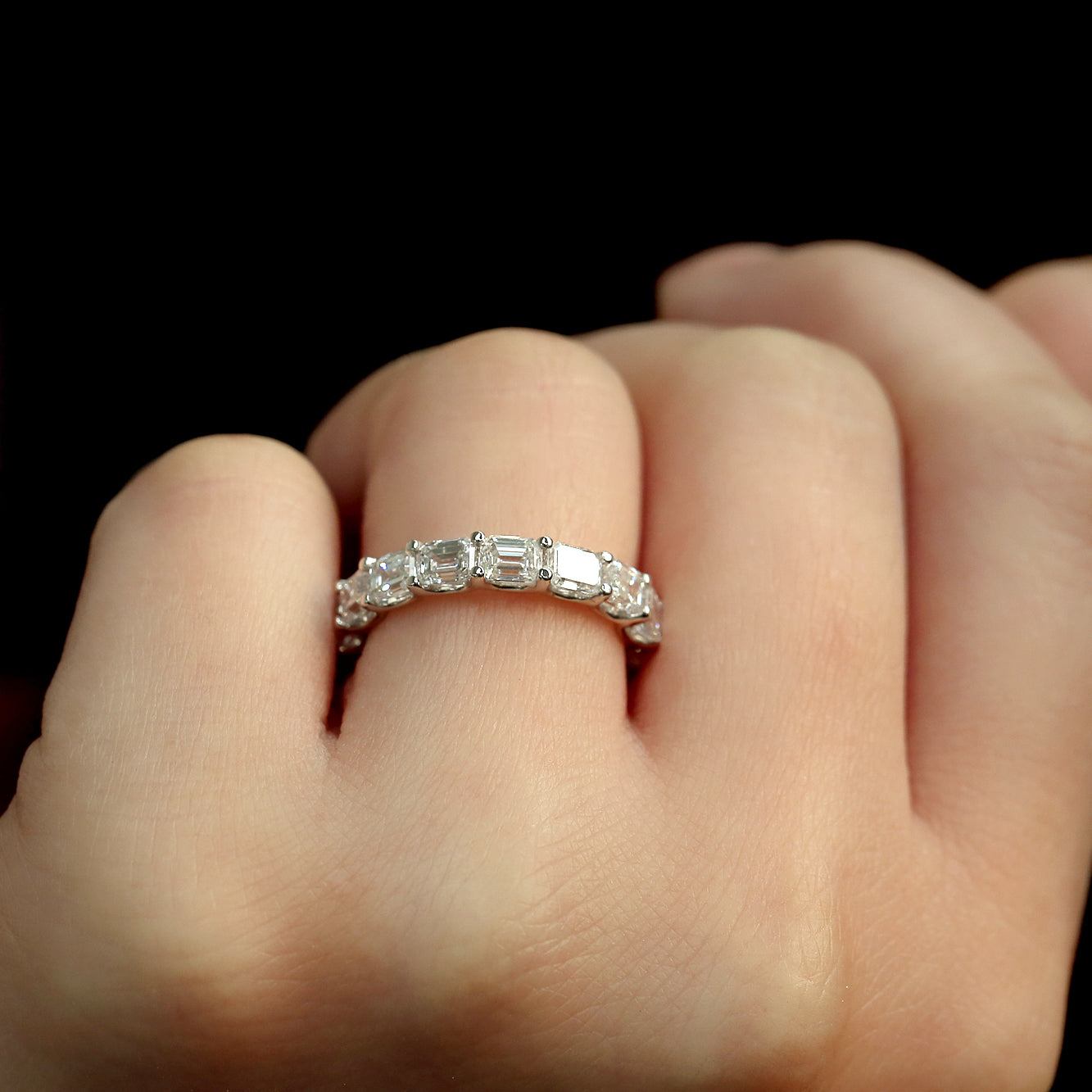 3.75 to 4.75 Carats Lab Grown Diamond Eternity East-West Ring