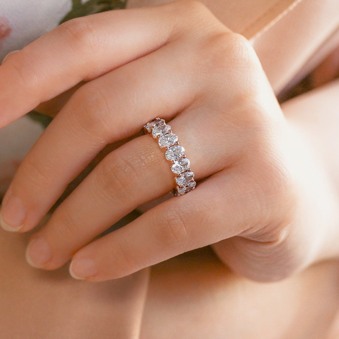 Lab Grown Diamond Eternity Oval North-South Ring