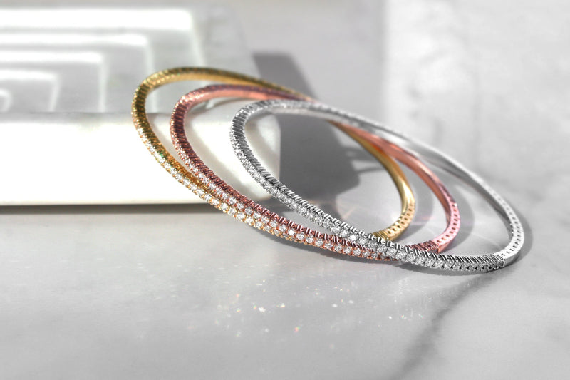Buy Thick Gold Oval Shaped Diamond Bangle Bracelet Online – The