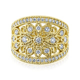 Floral Diamond Wide Ring