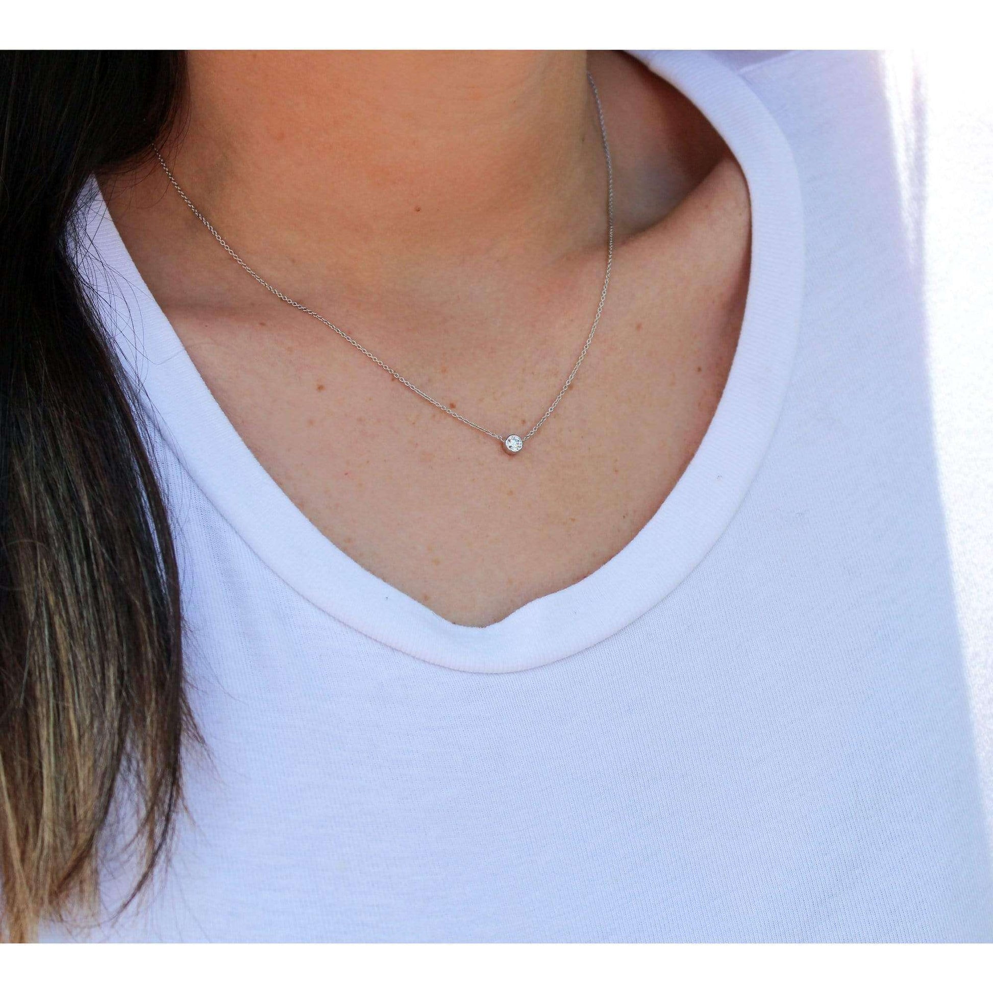 Kobelli Lab Grown Diamond Solitaire Bezel Gold Necklace LG6698R-17-Y