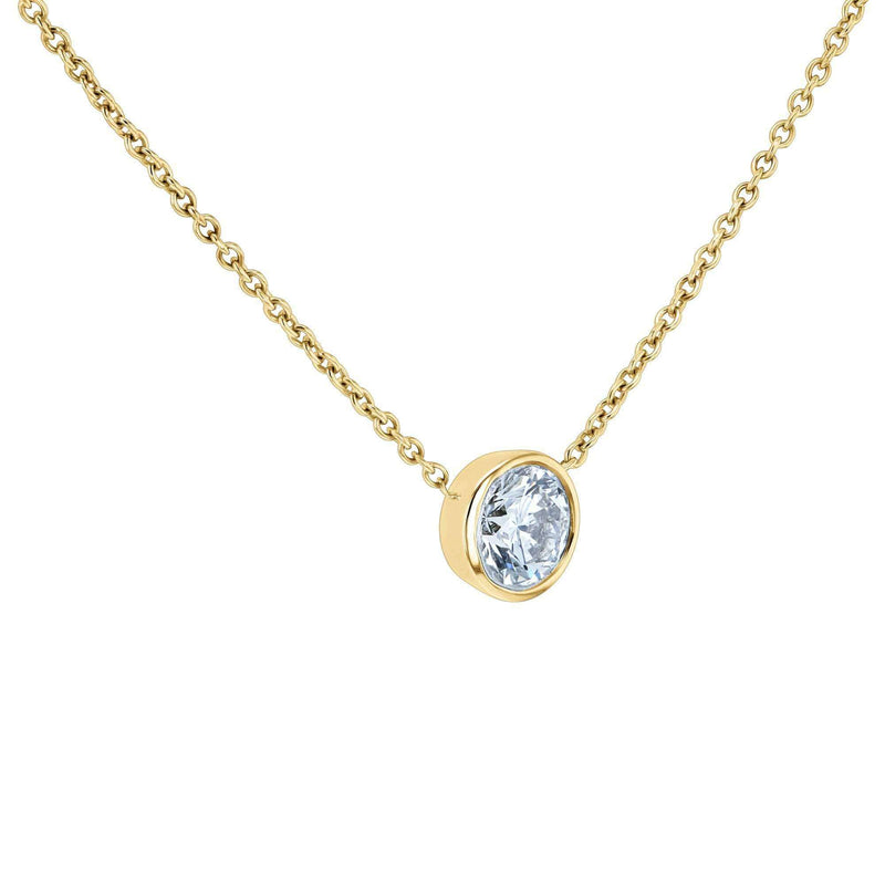 Kobelli Lab Grown Diamond Solitaire Bezel Gold Necklace