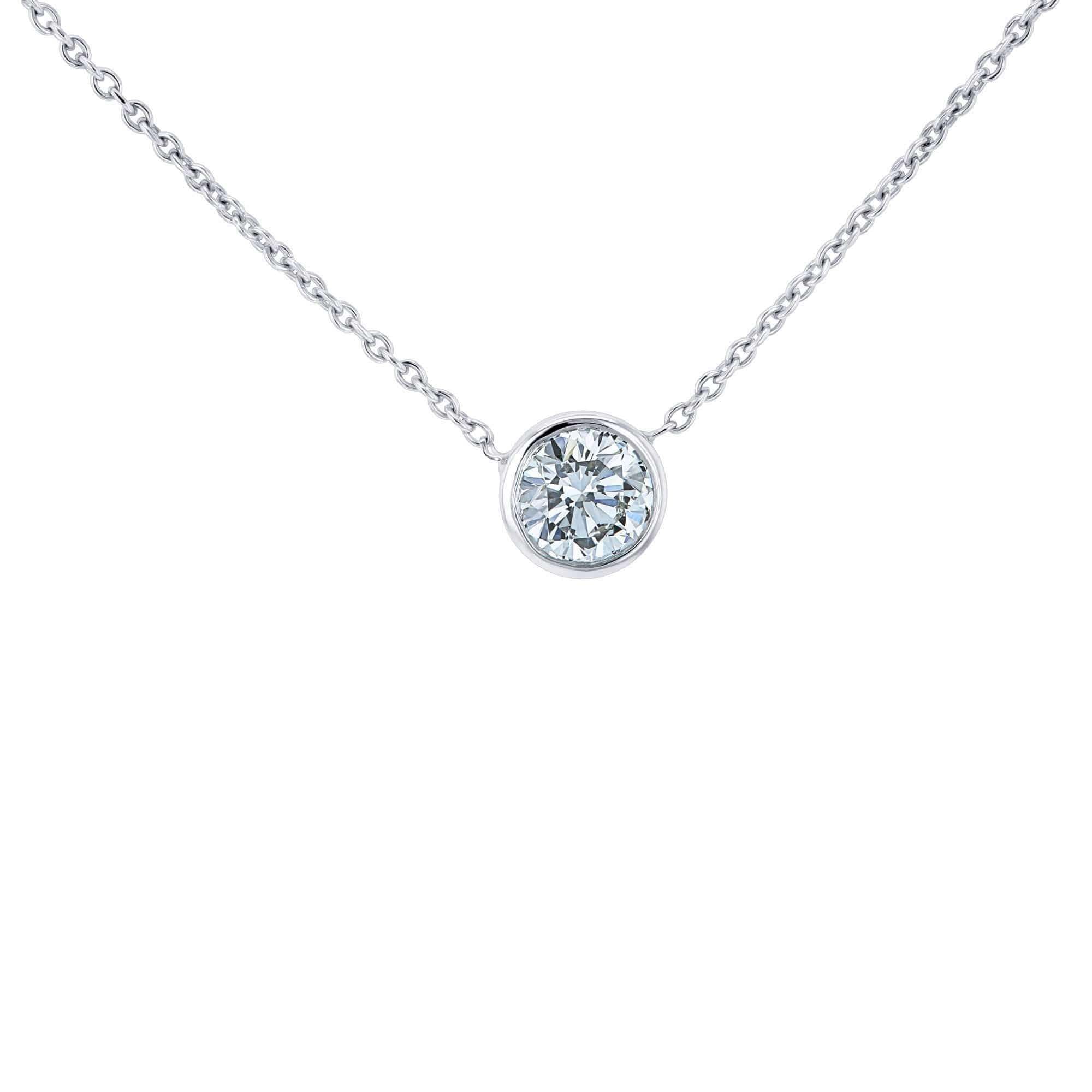 Kobelli Lab Grown Diamond Solitaire Bezel Gold Necklace LG6698R-50-W
