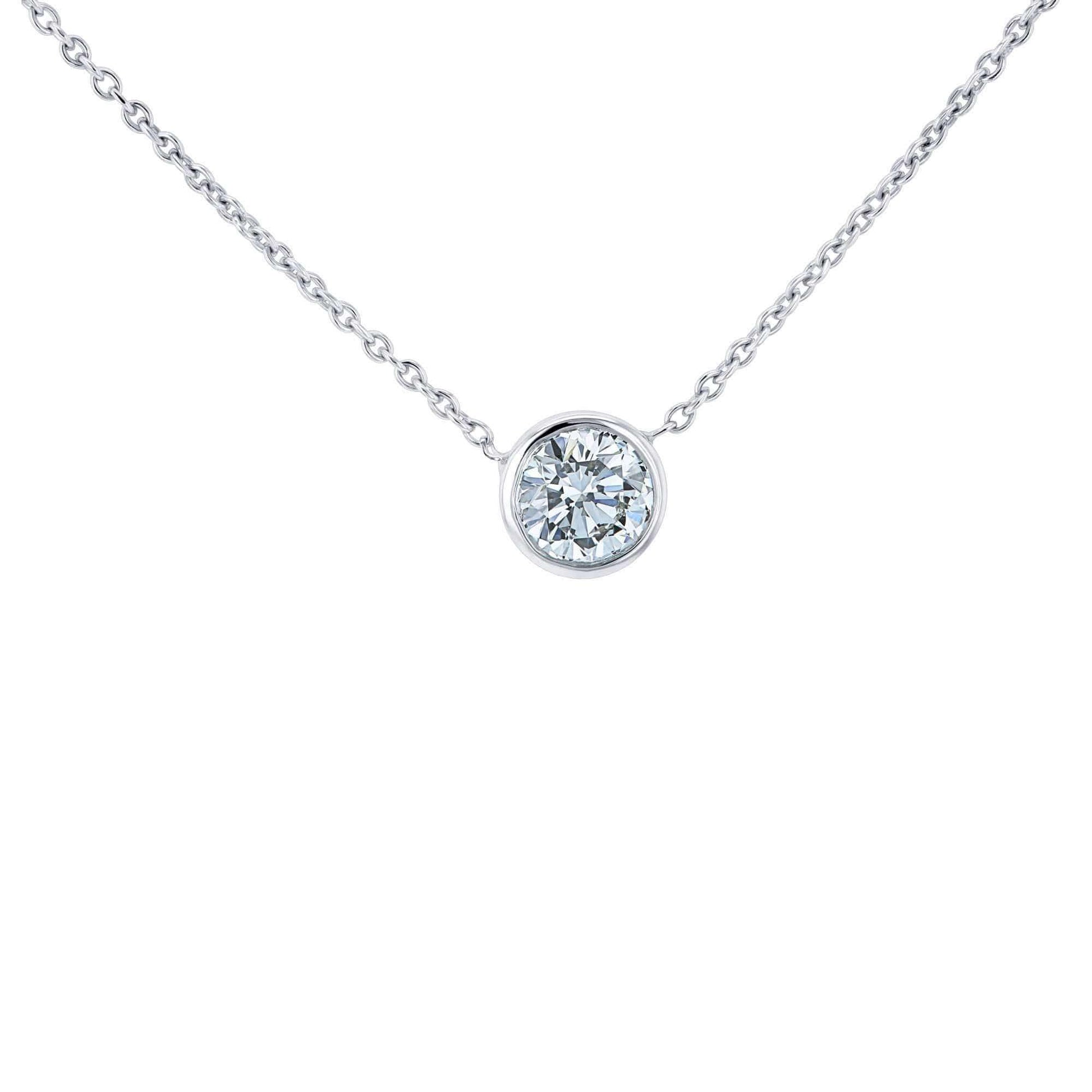 Kobelli Lab Grown Diamond Solitaire Bezel Gold Necklace LG6698R-50-W