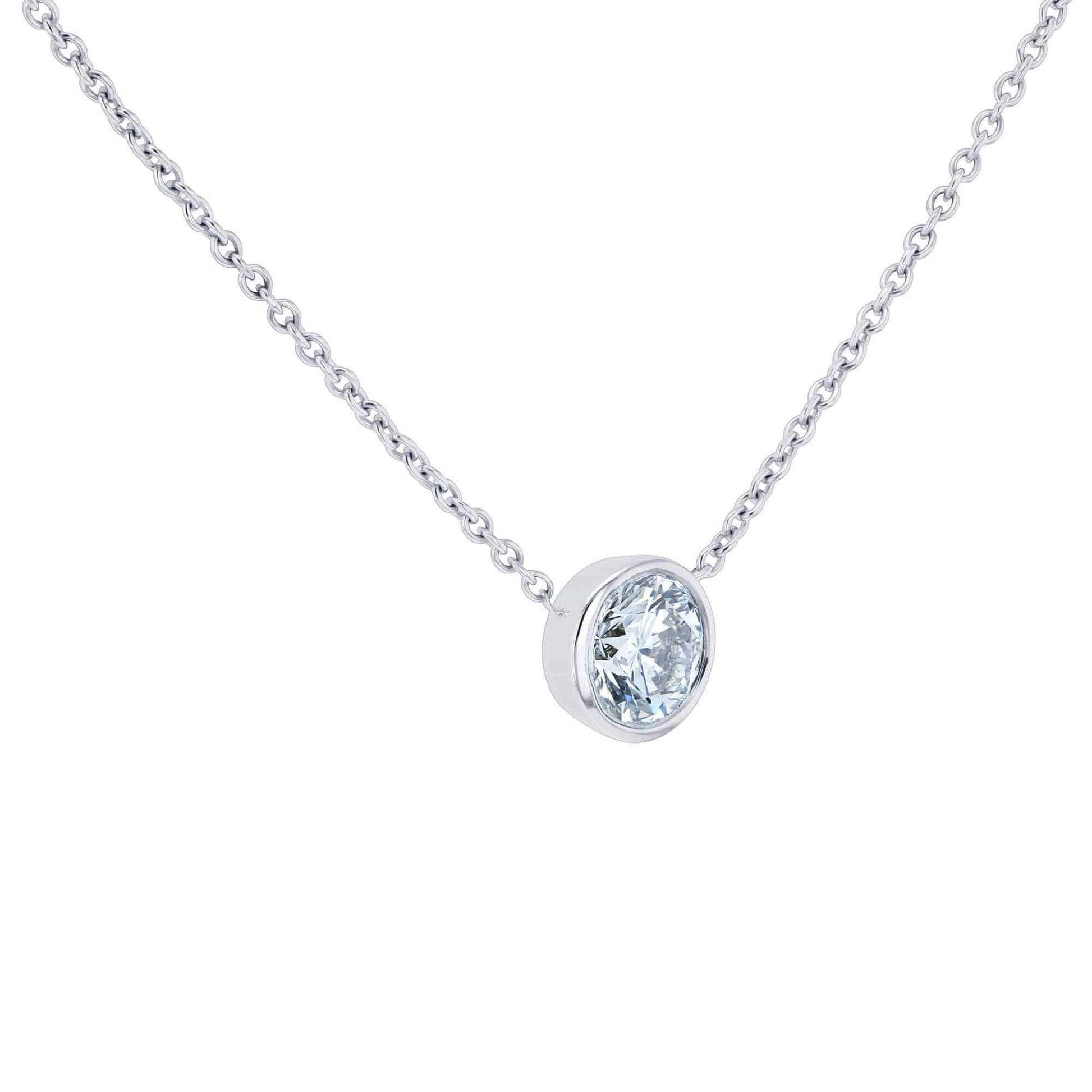 Kobelli Lab Grown Diamond Solitaire Bezel Gold Necklace