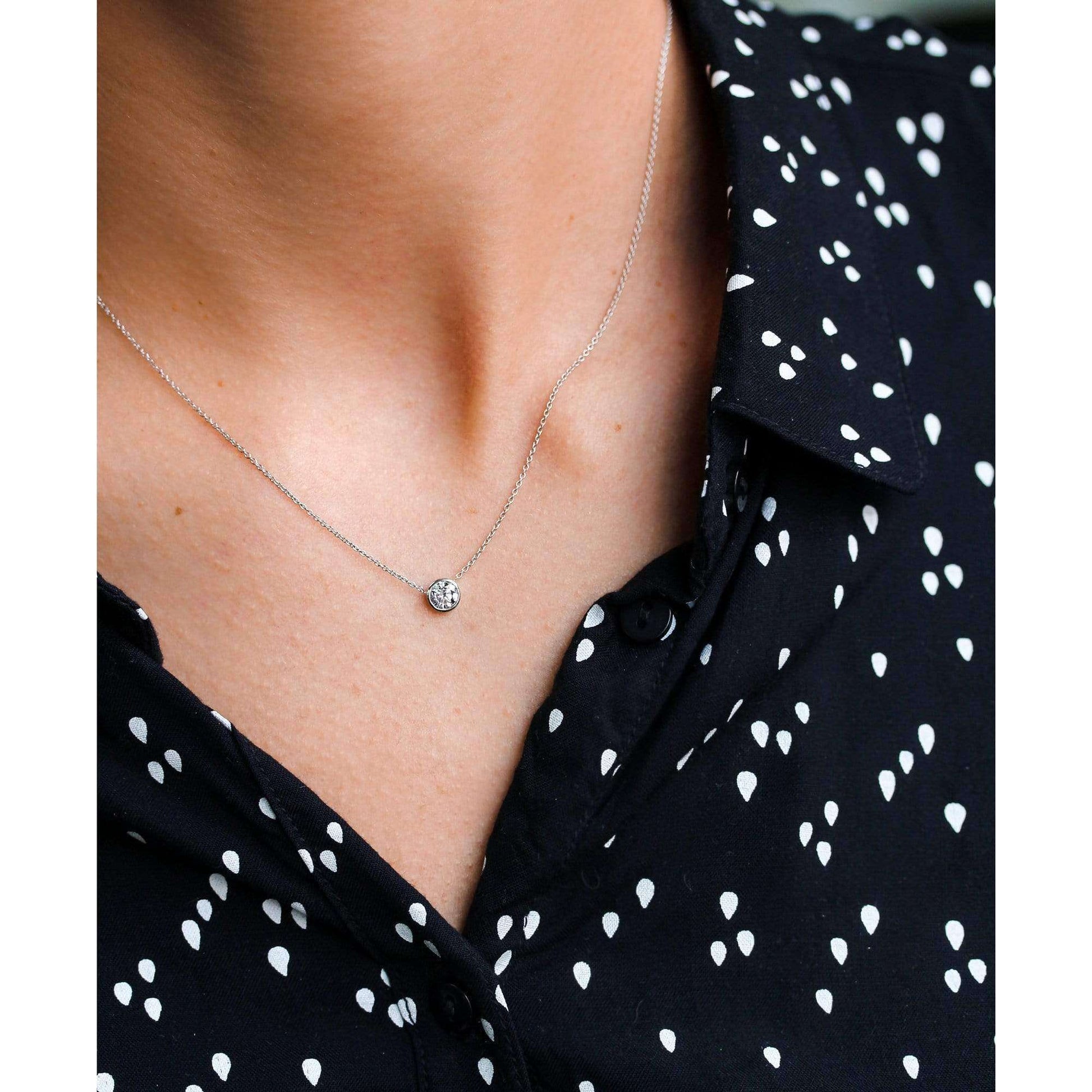Kobelli Lab Grown Diamond Solitaire Bezel Gold Necklace
