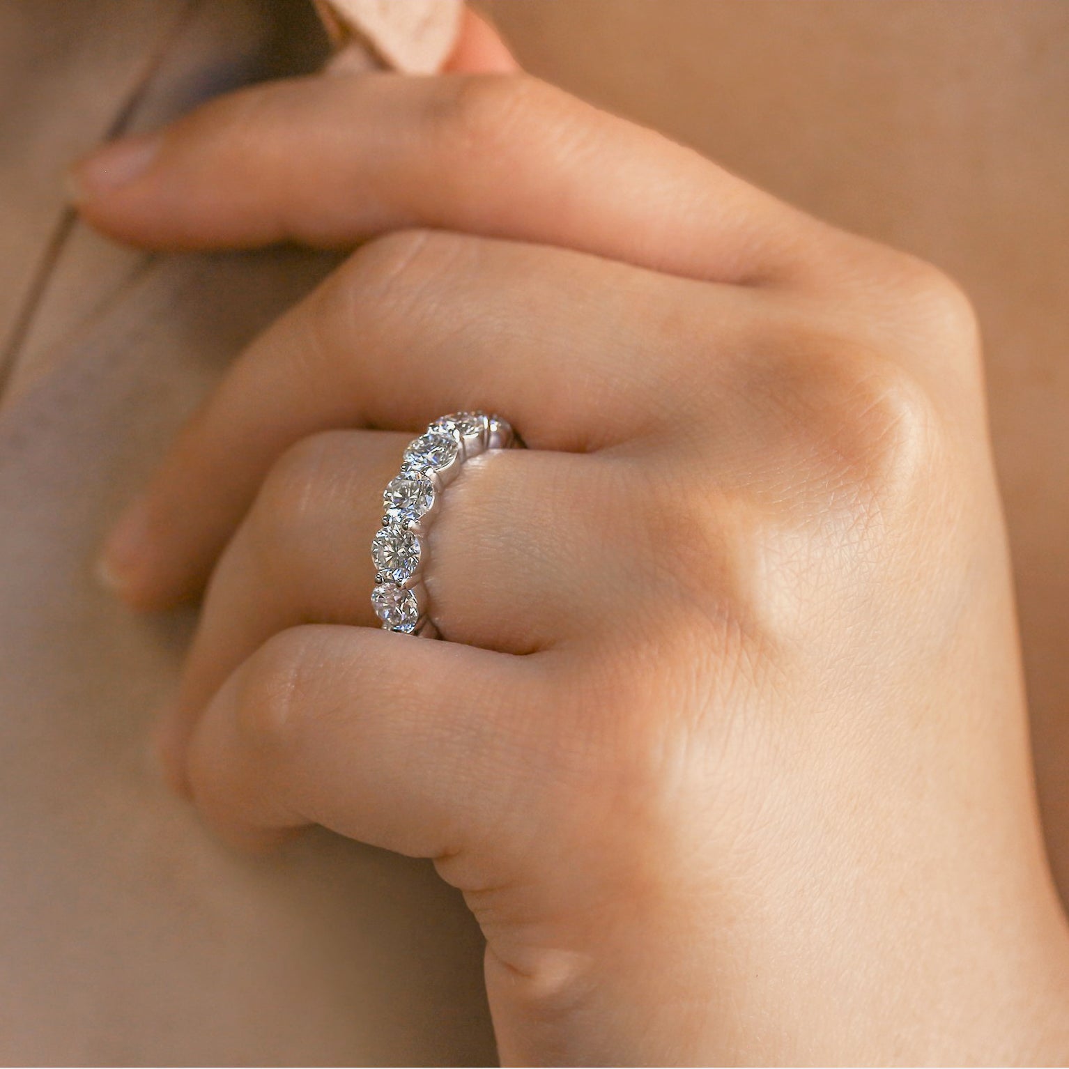 4.88 Carat Lab Grown Diamond 4.5mm Eternity Ring