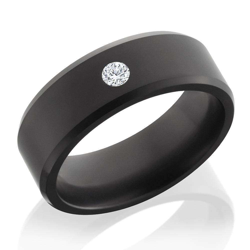 Kobelli Elysium Beveled Edge Matte Finish with Flush-set Round Diamond Solitaire Band 8mm