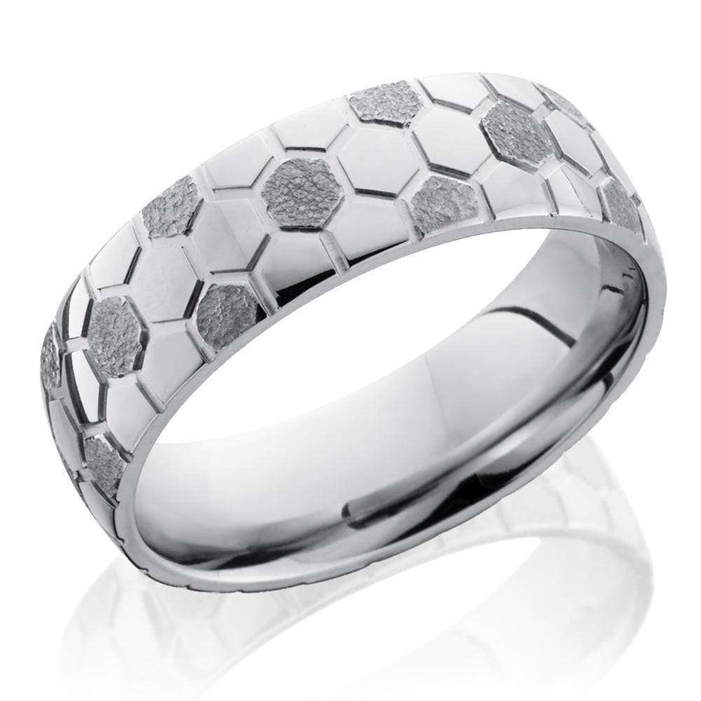 Kobelli Soccer Pattern Cobalt Chrome Domed 7mm Band