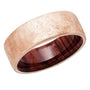 Kobelli Rustic 14k Coarse Brush Textured Rose Gold 8mm Band with Natcoco Hardwood Sleeve
