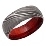 Kobelli Damascus Steel 8mm Domed Band with Padauk Hardwood Sleeve