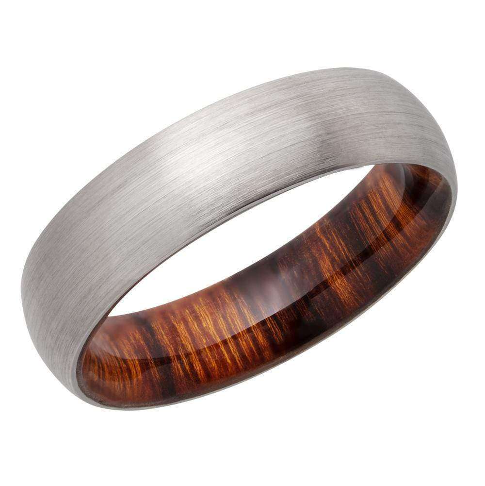 Kobelli Titanium 6mm Domed Band with Desert Ironwood Hardwood Sleeve
