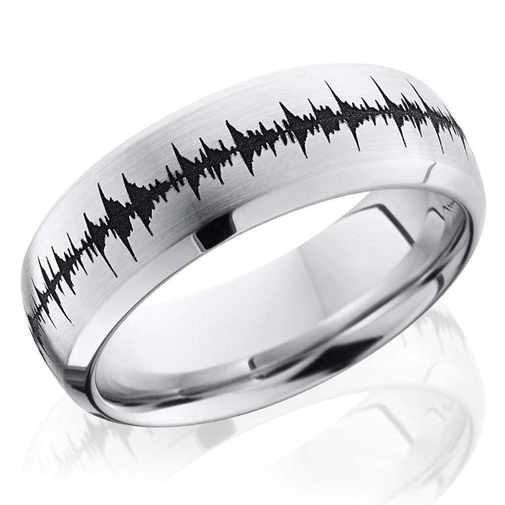 Kobelli Cobalt Chrome 8mm Domed Band with Beveled Edges and Laser Carved Wave
