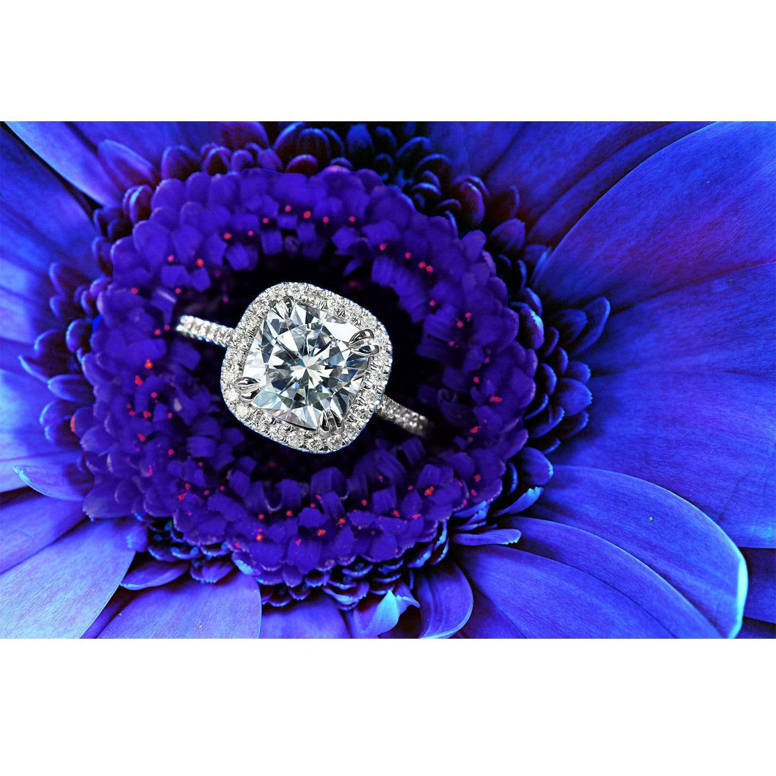 Kobelli Cushion-cut Moissanite Engagement Ring with Diamond 3 CTW 14k White Gold (8.5mm)