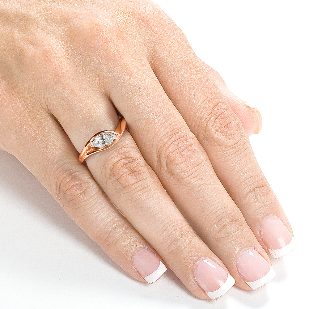 0.46 Carat Natural Diamond Solitaire Marquise Cradle Ring