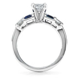 Kobelli Princess Moissanite forlovelsesring med safir og diamant 1 1/3 CTW 14 k hvidguld