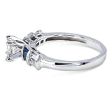 Kobelli Princess Moissanite Engagement Ring with Sapphire and Diamond 1 1/3 CTW 14k White Gold