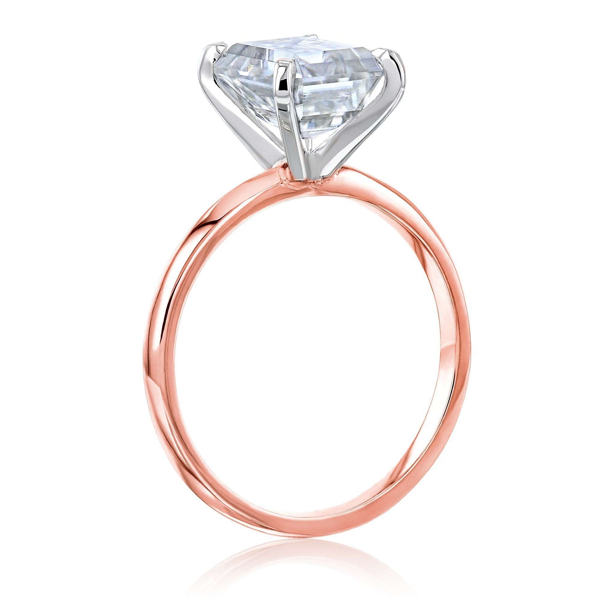 Solitaire Emerald Saber Ring - 2.5 Carat Stone in Rose Gold