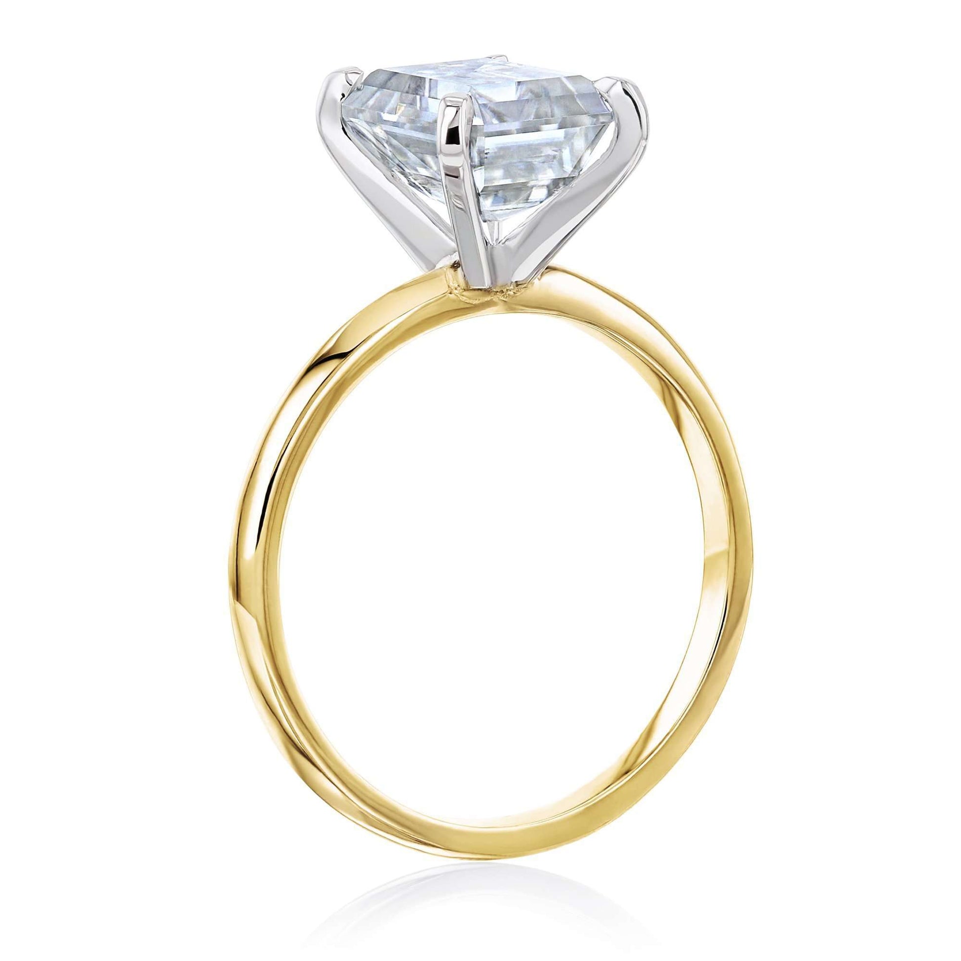 Solitaire Emerald Saber Ring - 2.5 Carat Stone in Yellow Gold