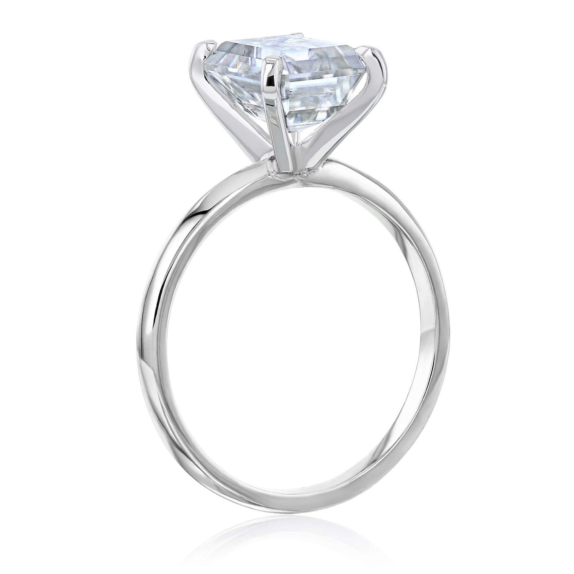Solitaire Emerald Saber Ring - 2.5 Carat Stone in White Gold