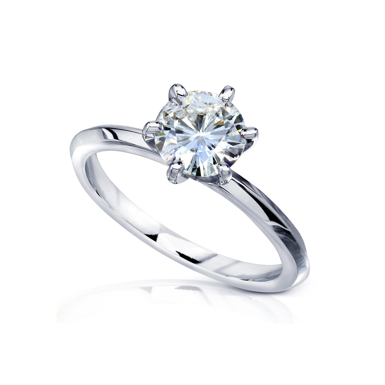 Kobelli 6-Prong Solitaire Classic Engagement Ring - 1 Carat Center in White Gold