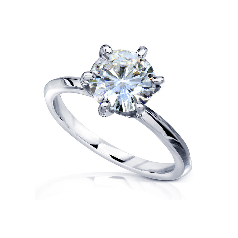 Six-Prong Round Moissanite Solitaire | Bashert Jewelry 5.5 / 1.50ct | D-E-F Colorless | Forever One