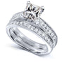 Kobelli Princess Moissanite and Diamond Vintage Bridal Set 2 1/8 CTW 14k White Gold