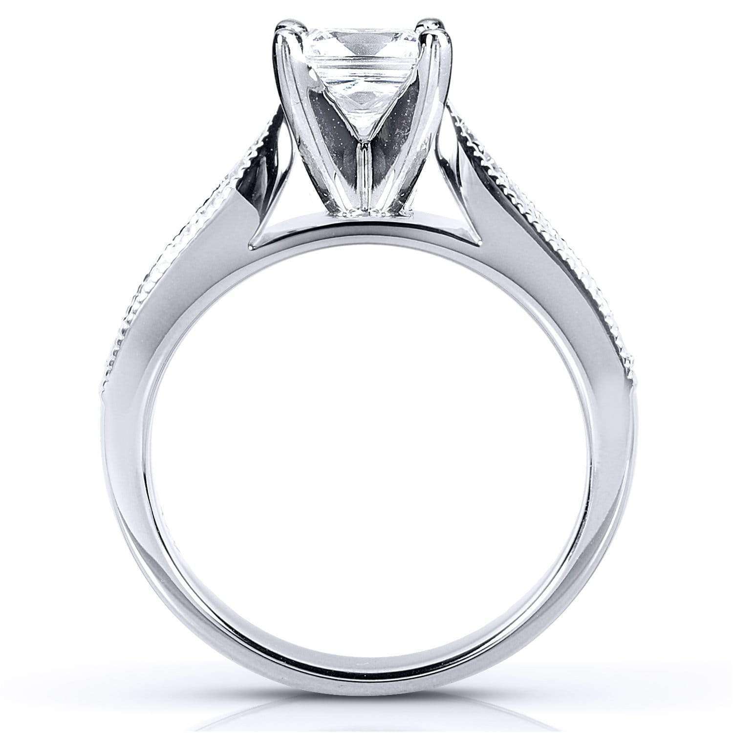 Kobelli Princess Moissanite and Diamond Vintage Bridal Set 2 1/8 CTW 14k White Gold