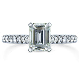 Kobelli Emerald Moissanite forlovelsesring med diamant 1 7/8 CTW 14 k hvidguld