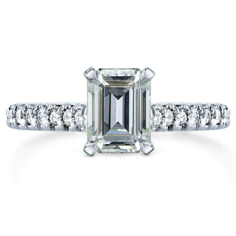 Anel de noivado Kobelli Emerald Moissanite com diamante 1 7/8 CTW ouro branco 14k