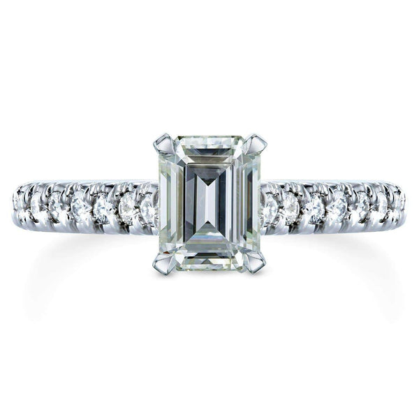 Kobelli Emerald-Cut Moissanite Engagement Ring with Diamond 1 1/5 CTW 14k White Gold