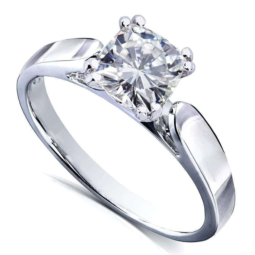 Kobelli Cushion-cut Moissanite Solitaire Engagement Ring 1 1/10 Carat 14k White Gold