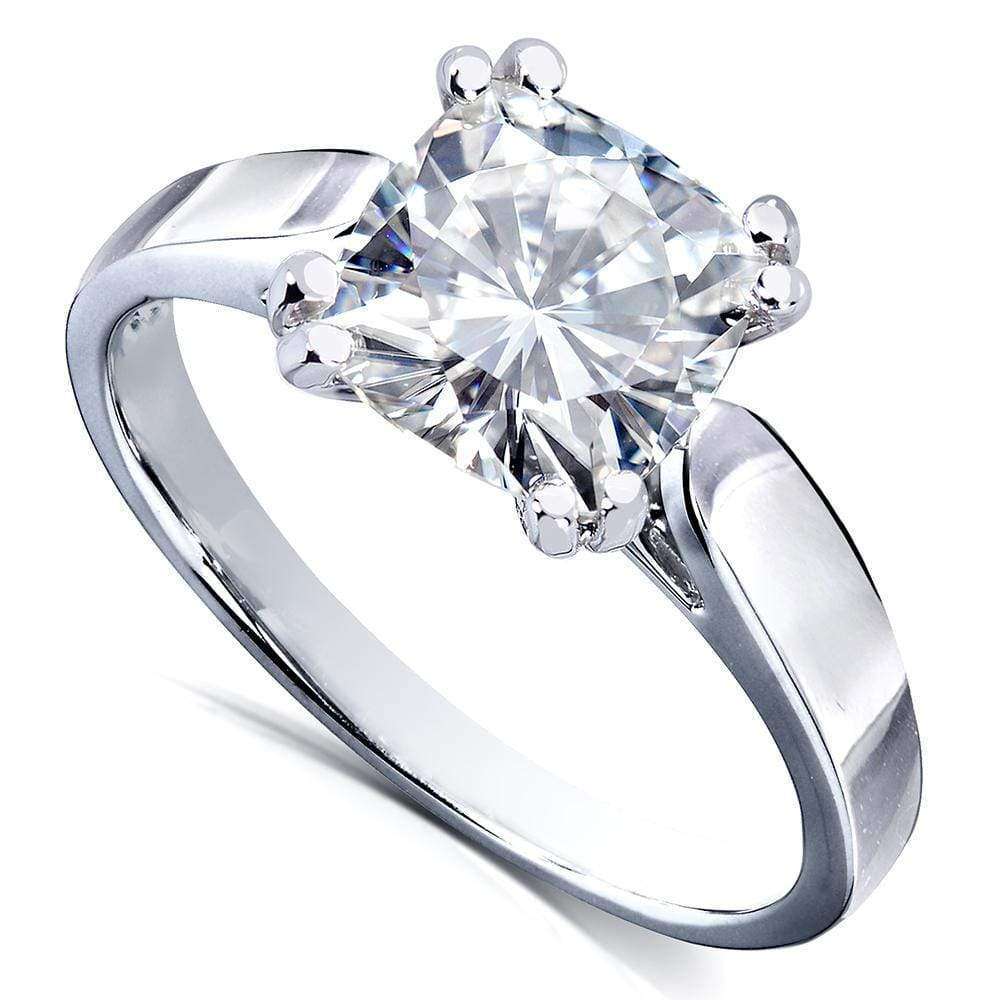 Kobelli Cushion-cut Moissanite Solitaire Engagement Ring 2 CTW 14k White Gold