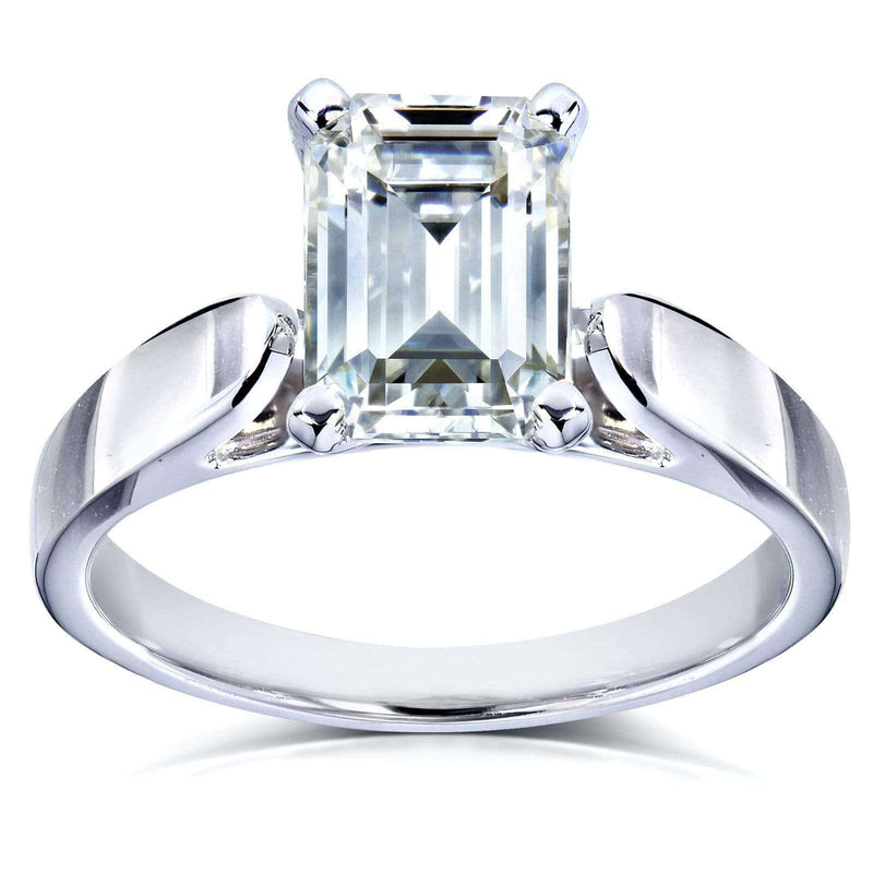 Kobelli Emerald Cut Moissanite Solitaire Engagement Ring 1 Carat 14k White Gold (HI/VS)