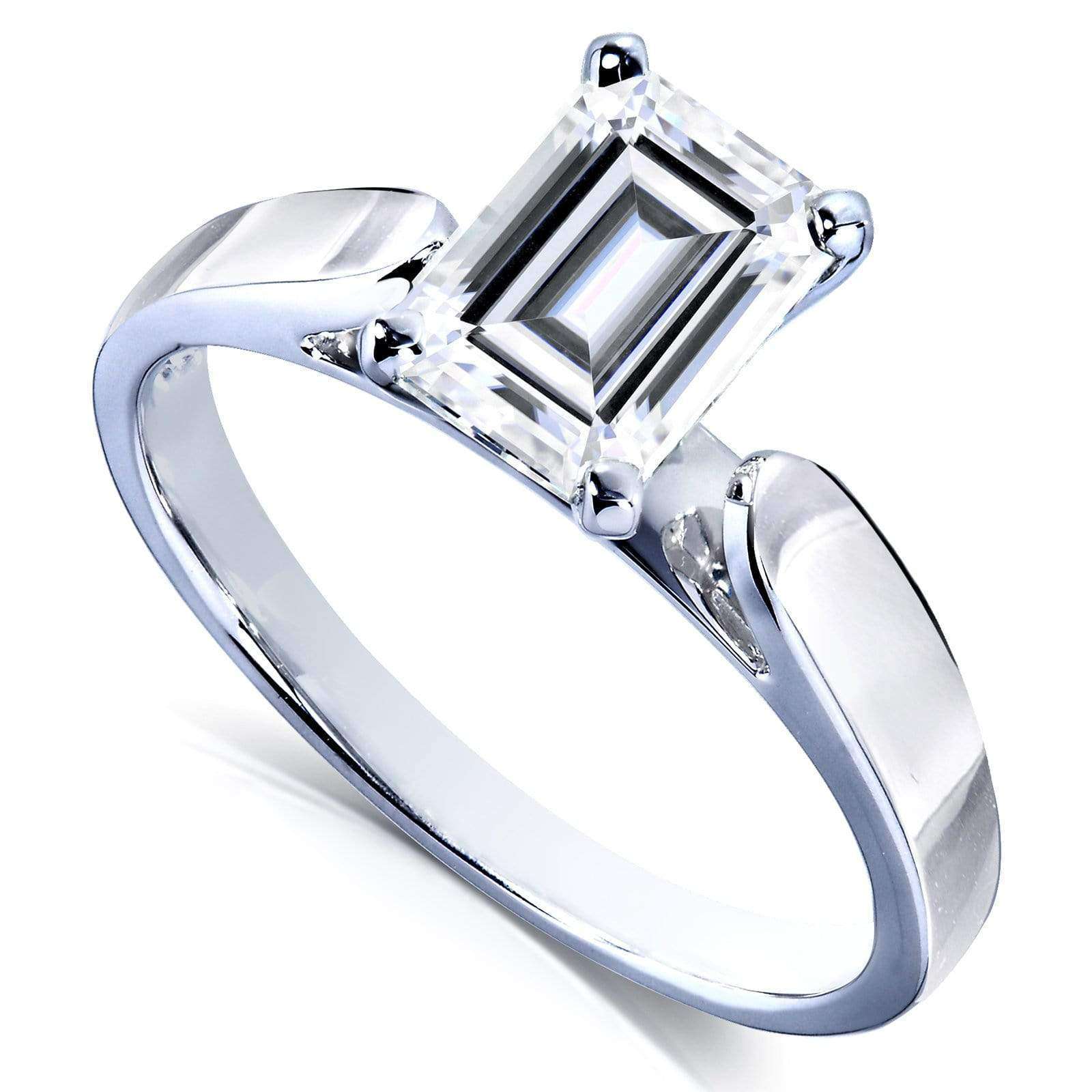 Kobelli Emerald Cut Moissanite Solitaire Engagement Ring 1 Carat 14k White Gold (HI/VS)
