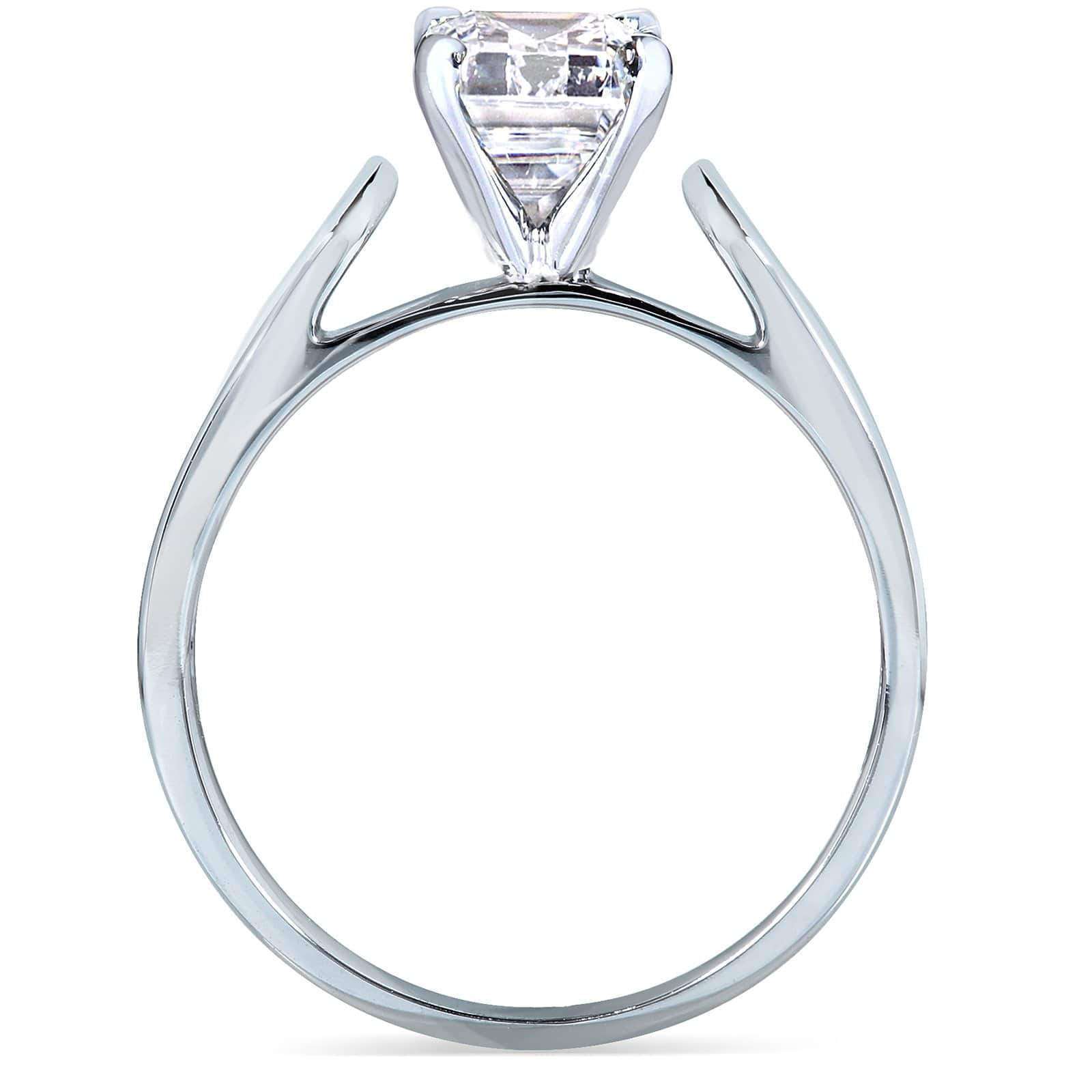 Kobelli Emerald Cut Moissanite Solitaire Engagement Ring 1 Carat 14k White Gold (HI/VS)