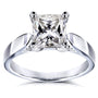 Kobelli Princess Moissanite Solitaire Peg Head Cathedral Engagement Ring 1 1/2 Carat 14k White Gold