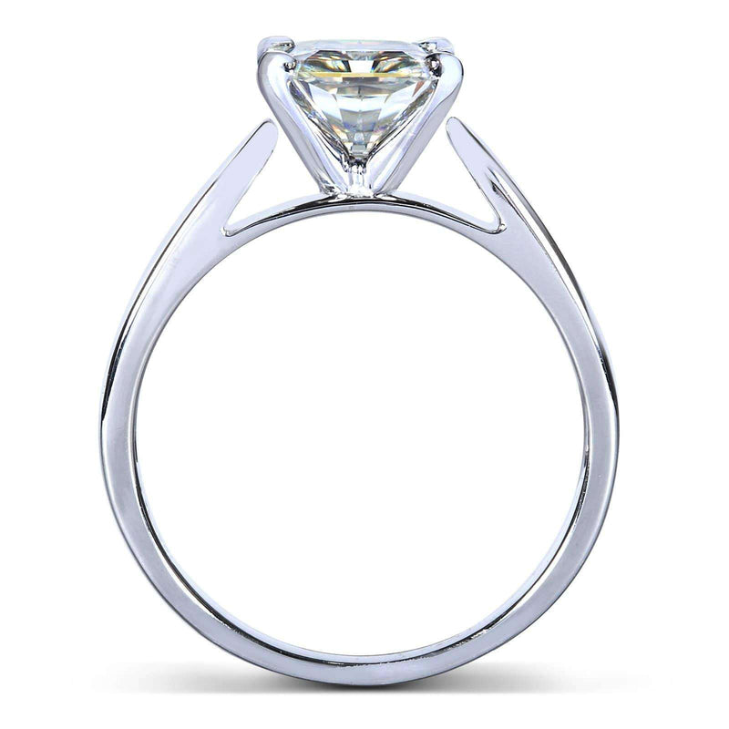 Kobelli Princess Moissanite Solitaire Peg Head Cathedral Engagement Ring 7/8 Carat 14k White Gold